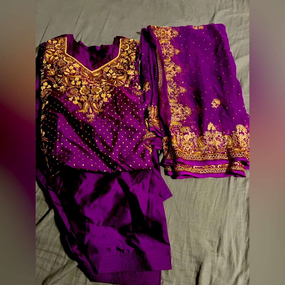 Pure silk embroidered salwar suit with dupatta